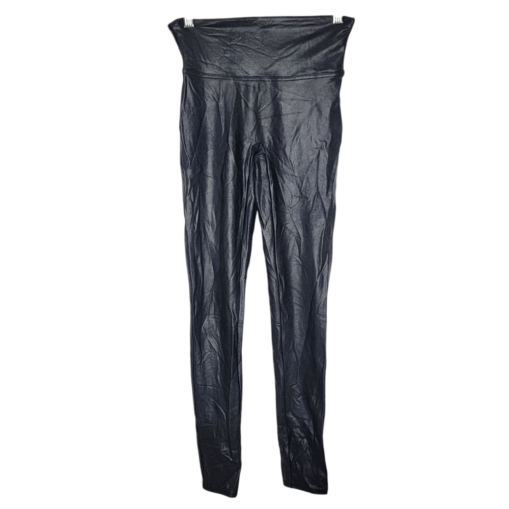 Spanx Faux Leather Black Stretch‎ Leggings Small S